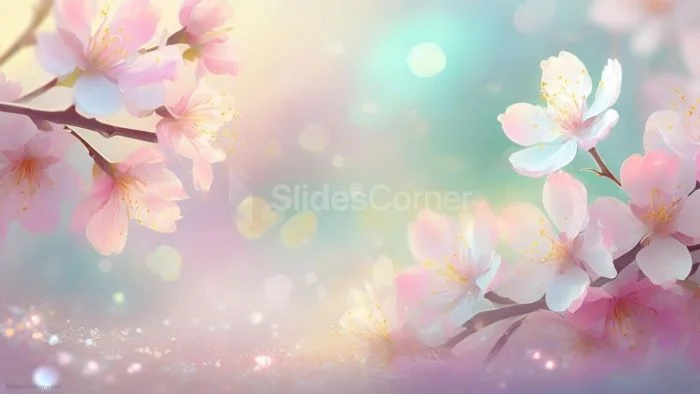 Powerpoint Background Spring with Pink Cherry Blossoms