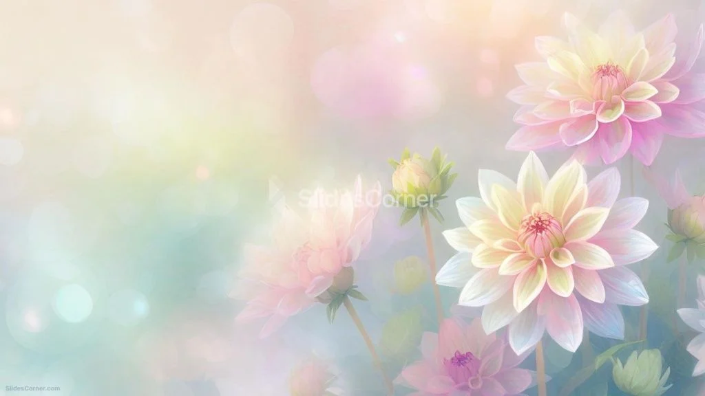 Powerpoint Background Spring with Pink Dahlia Flowers