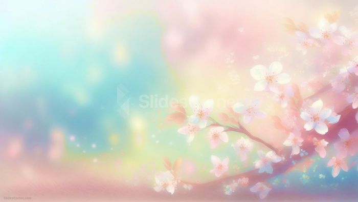 Powerpoint Background Spring with Pretty Pastel Cherry Blossoms