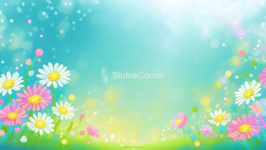 Powerpoint Background Spring with Vibrant Colorful Daisies