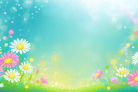 Powerpoint Background Spring with Vibrant Colorful Daisies