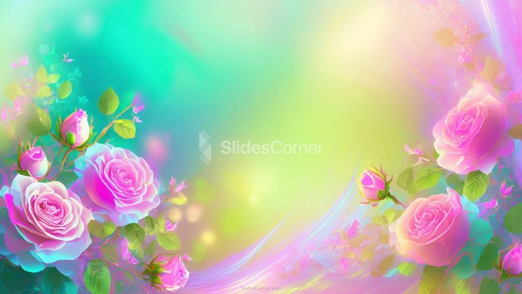 Powerpoint Background Spring with Vibrant Pink Roses