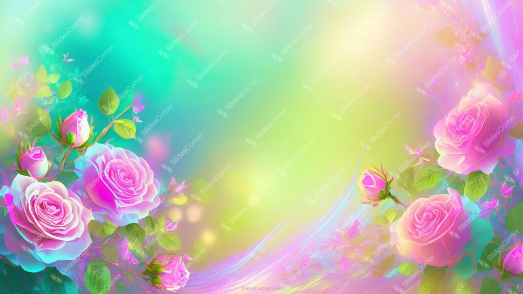 Powerpoint Background Spring with Vibrant Pink Roses Powerpoint Background Spring with Vibrant Pink Roses