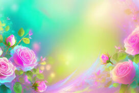 Powerpoint Background Spring with Vibrant Pink Roses