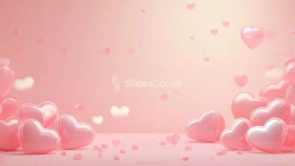 Valentines Day Background in Shiny Pink Hearts Scene