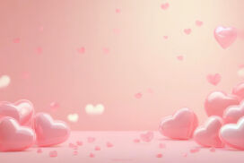 Valentines Day Background in Shiny Pink Hearts Scene