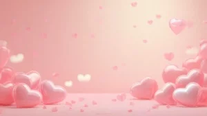 Valentines Day Background in Shiny Pink Hearts Scene by SlidesCorner.com - Backgrounds and Wallpapers