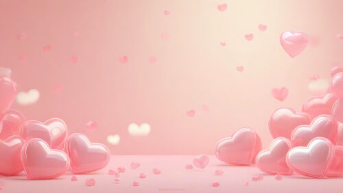 Valentines Day Background in Shiny Pink Hearts Scene by SlidesCorner.com - Backgrounds and Wallpapers