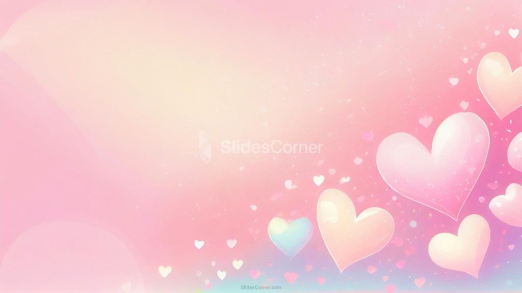 Valentines Day Background with Sweet Colorful Hearts in the Corner