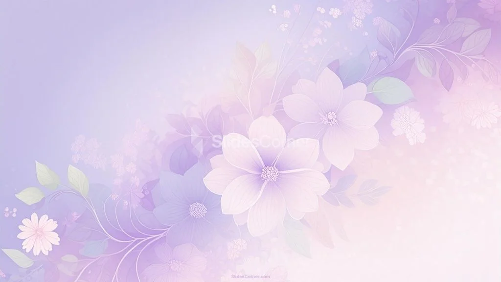 Aesthetic Light Purple Background with Flowers for PowerPoint and Google Slides