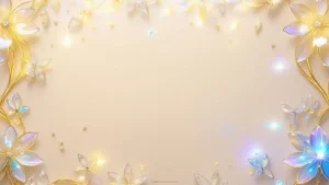 Crystal and Gold Flower Background with Sparkles for PPT PowerPoint, Google Slides and Wallpaper - By SlidesCorner.com