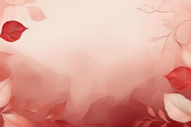 Pastel Red Aesthetic Background with Organic Autumn Leaves
