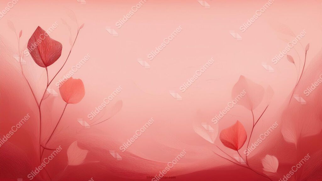 Pastel Red Aesthetic Background with Flowers and Leaves Pastel Red Aesthetic Background with Flowers and Leaves