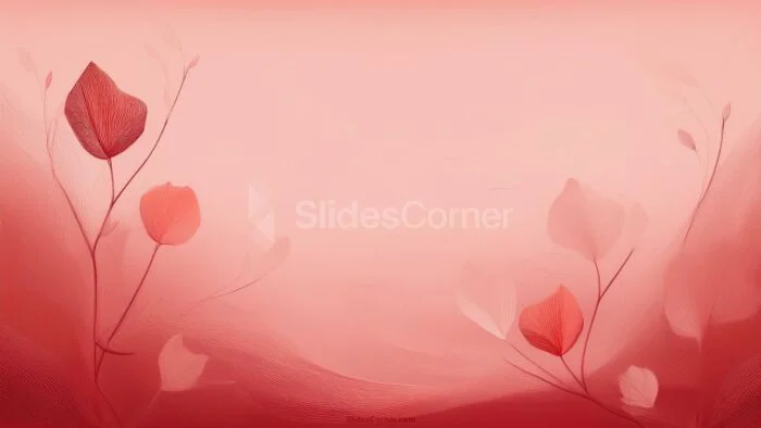 Pastel Red Aesthetic Background with Flowers and Leaves