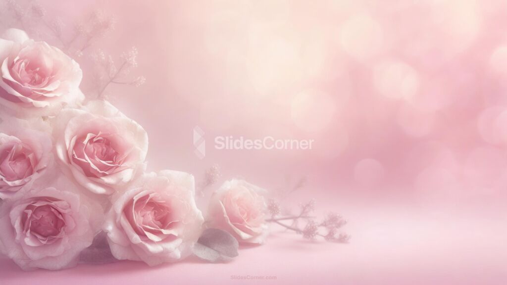 Roses Background Pink Aesthetic for PPT PowerPoint Google Slides