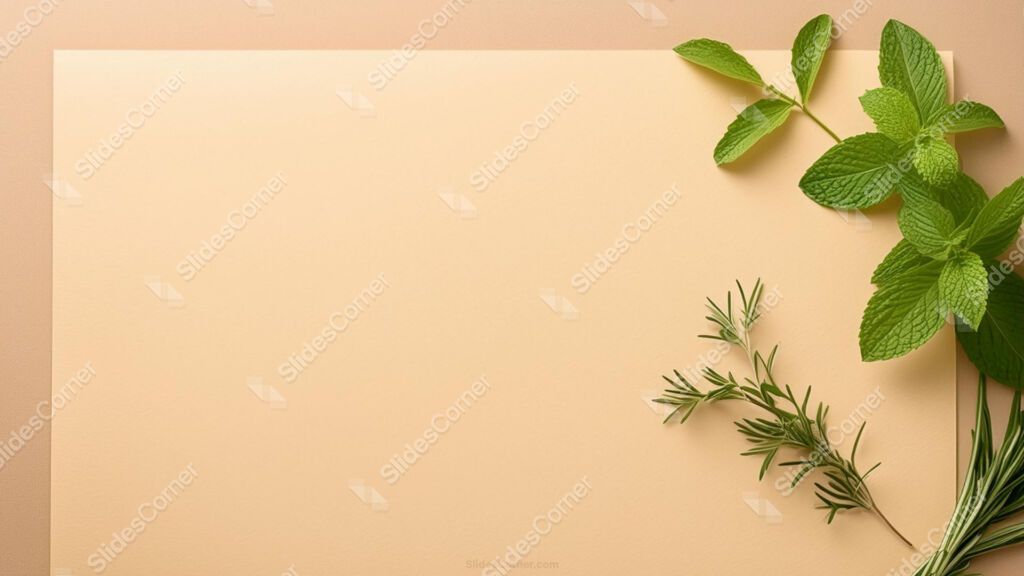 Aesthetic Old Paper Background with Herbs, Mint and Rosemary Aesthetic Old Paper Background with Herbs, Mint and Rosemary