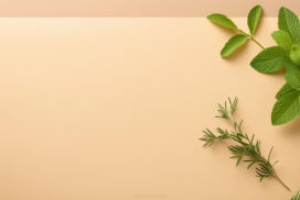Aesthetic Old Paper Background with Herbs, Mint and Rosemary