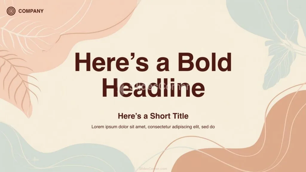 Demo Google Slides Background Aesthetic Pastel Brown Shapes and Leaves by SlidesCorner.com