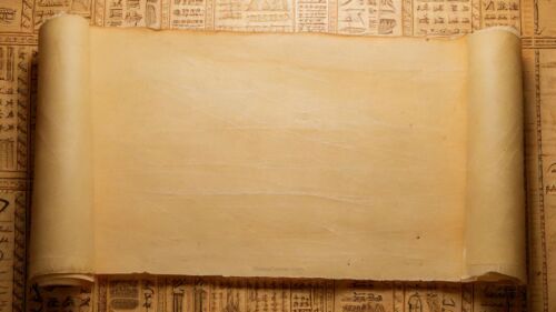 Old Paper Background - Papyrus Scroll with Egyptian Hieroglyphics - SlidesCorner.com