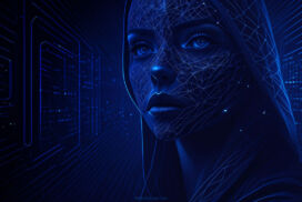 Blue Technology Background for Powerpoint PPT and Google Slides AI