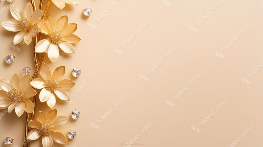 PPT Background Design with Golden Flowers and Diamonds PPT Background Design with Golden Flowers and Diamonds