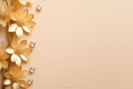 PPT Background Design with Golden Flowers and Diamonds