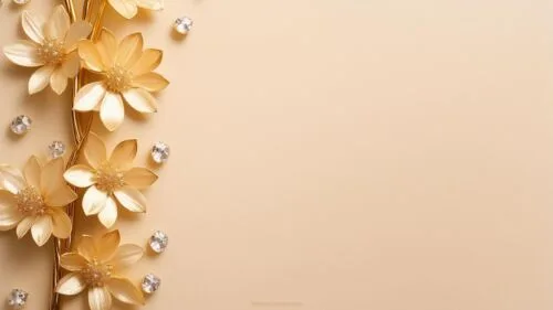 PPT Background Design with Golden Flowers and Diamonds
