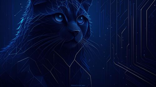 Technology Background for Powerpoint PPT and Google Slides with Futuristic AI Cat by SlidesCorner.com