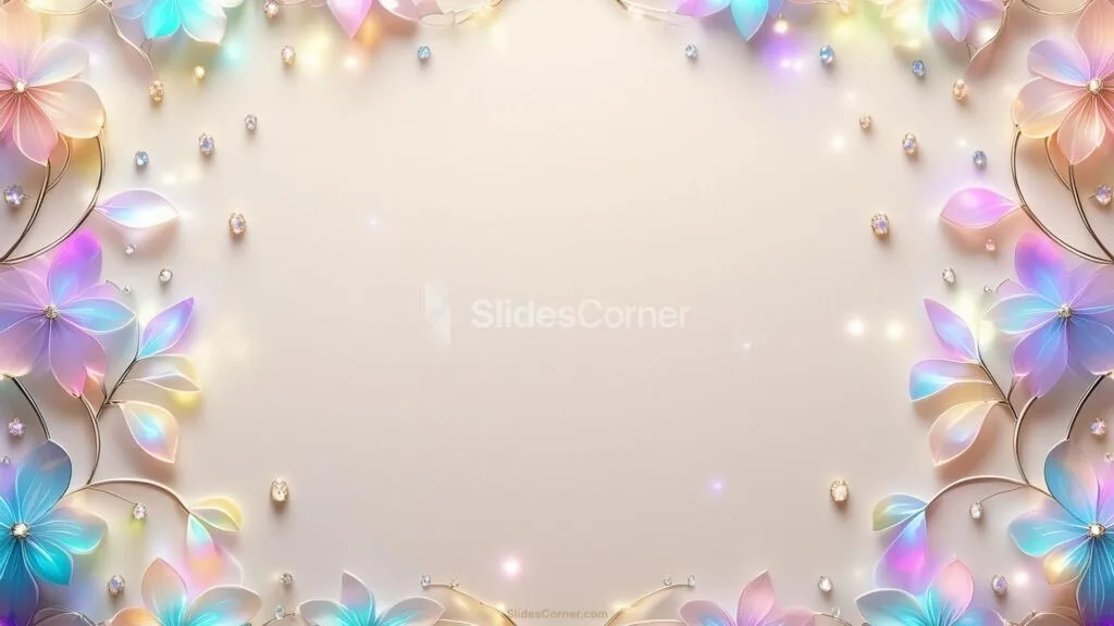 Spring Slides Background Aesthetic Gold and Crystal Flowers for PPT