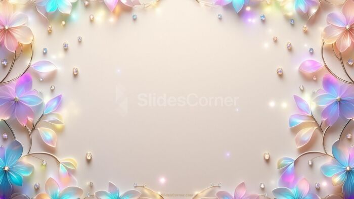 Spring Slides Background Aesthetic Gold and Crystal Flowers for PPT