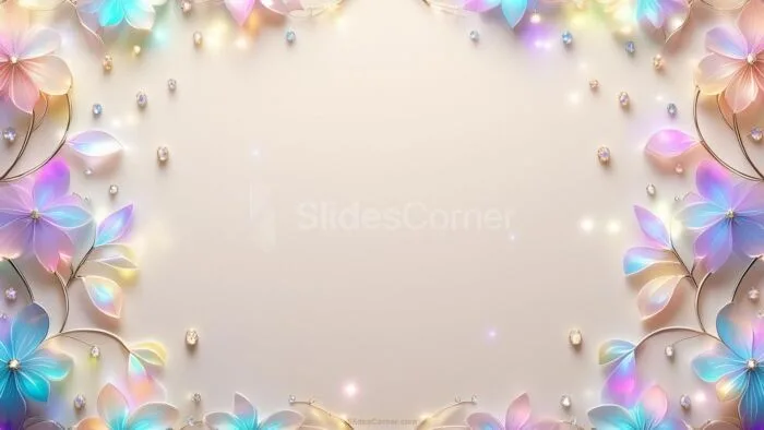 Spring Slides Background Aesthetic Gold and Crystal Flowers for PPT