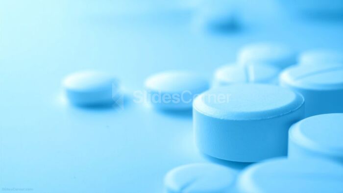 Medical Background Light Blue Medicine Pills for PPT Slides and Wallpaper