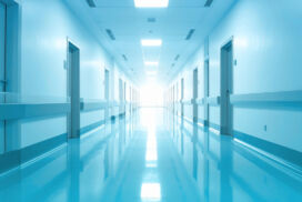 Medical PPT Background Blue Hospital Hallway Rooms