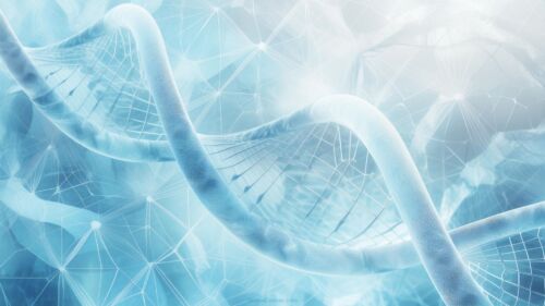 Aesthetic Powerpoint DNA Background Image for Science and Medicine by SlidesCorner.com