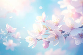 Ethereal Pastel Pink Cherry Blossom PPT Background Flowers