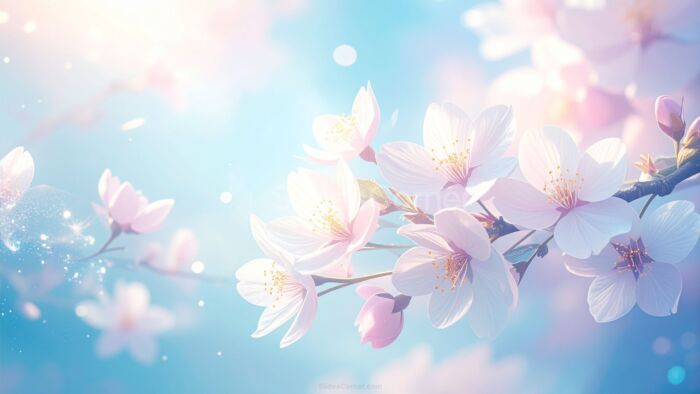 Ethereal Pastel Pink Cherry Blossom PPT Background Flowers Ethereal Pastel Pink Cherry Blossom PPT Background Flowers