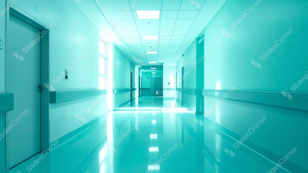 Medical PPT Background Hospital Hallway in Light Green Tones Medical PPT Background Hospital Hallway in Light Green Tones