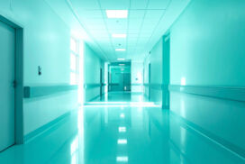 Medical PPT Background Hospital Hallway in Light Green Tones