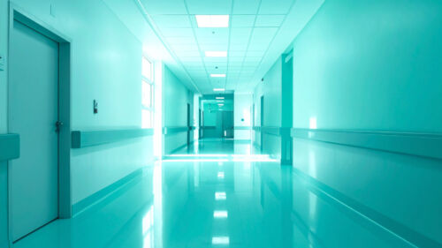 Medical PPT Background Hospital Hallway in Light Green Tones