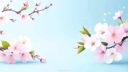 Pastel Pink Cherry Blossom PPT Background Flowers