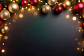Blue Christmas background for PowerPoint with red and gold baubles