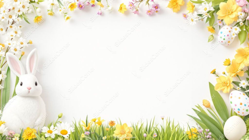 Aesthetic Easter Background with White Bunny and Yellow Flowers Aesthetic Easter Background with White Bunny and Yellow Flowers