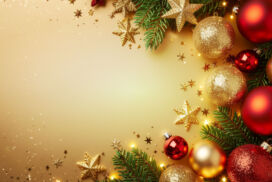 Christmas Background for PPT with Gold and Red Baubles