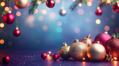 Christmas Decorations Background for PowerPoint Presentations or Wallpaper by SlidesCorner.com