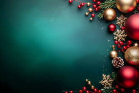 Christmas Background for PPT with Green, Red and Gold Christmas Decorations