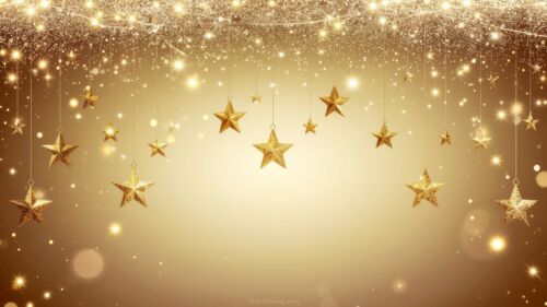 Holiday PowerPoint Background with Golden Stars and Sparkles by SlidesCorner.com