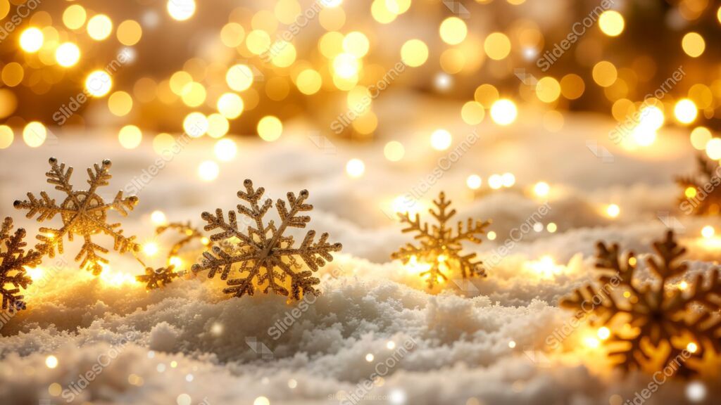 Holiday PowerPoint Background with Snow, Golden Flakes, and Bokeh Light Sparkles Holiday PowerPoint Background with Snow, Golden Flakes, and Bokeh Light Sparkles
