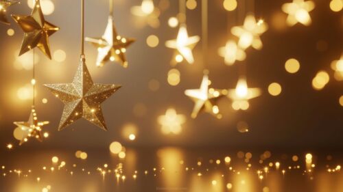 Holiday Season Background with Golden Stars and Lights