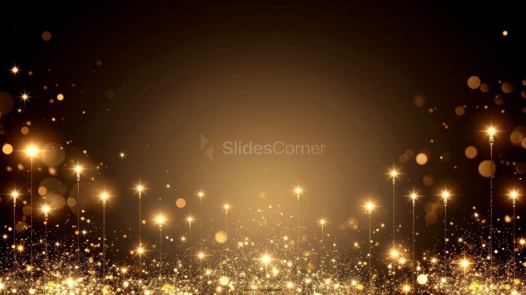 New Year PowerPoint Background in Gold with Festive Lights and Sparkles New Year PowerPoint Background in Gold with Festive Lights and Sparkles