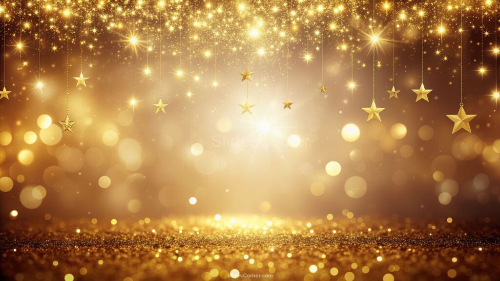 New Year’s Background with Stars and Golden Lights